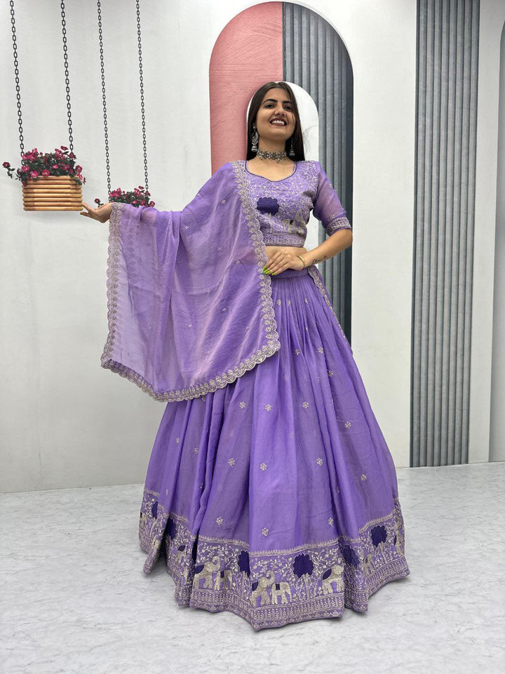 Lavender Majesty Embroidered Lehenga Set