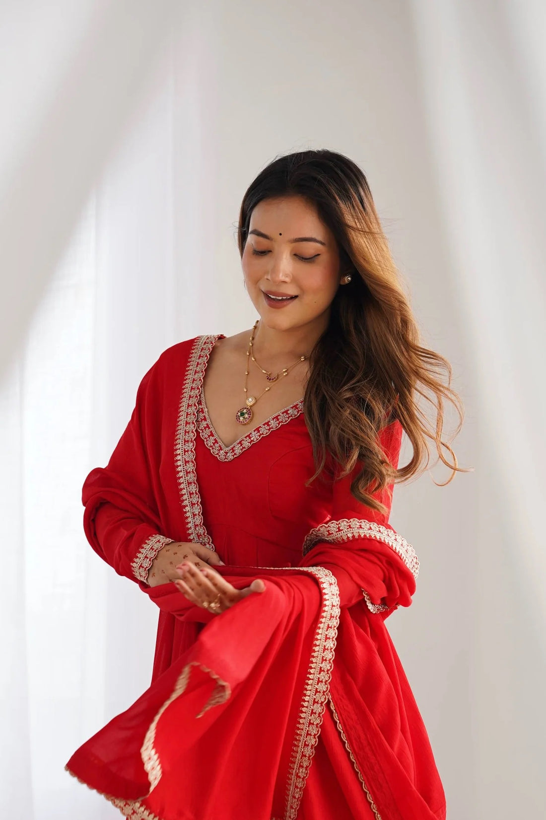 High End Premium Quality Pure Blooming Vichitra Silk Fabric Fully Flare Suit with Duppata