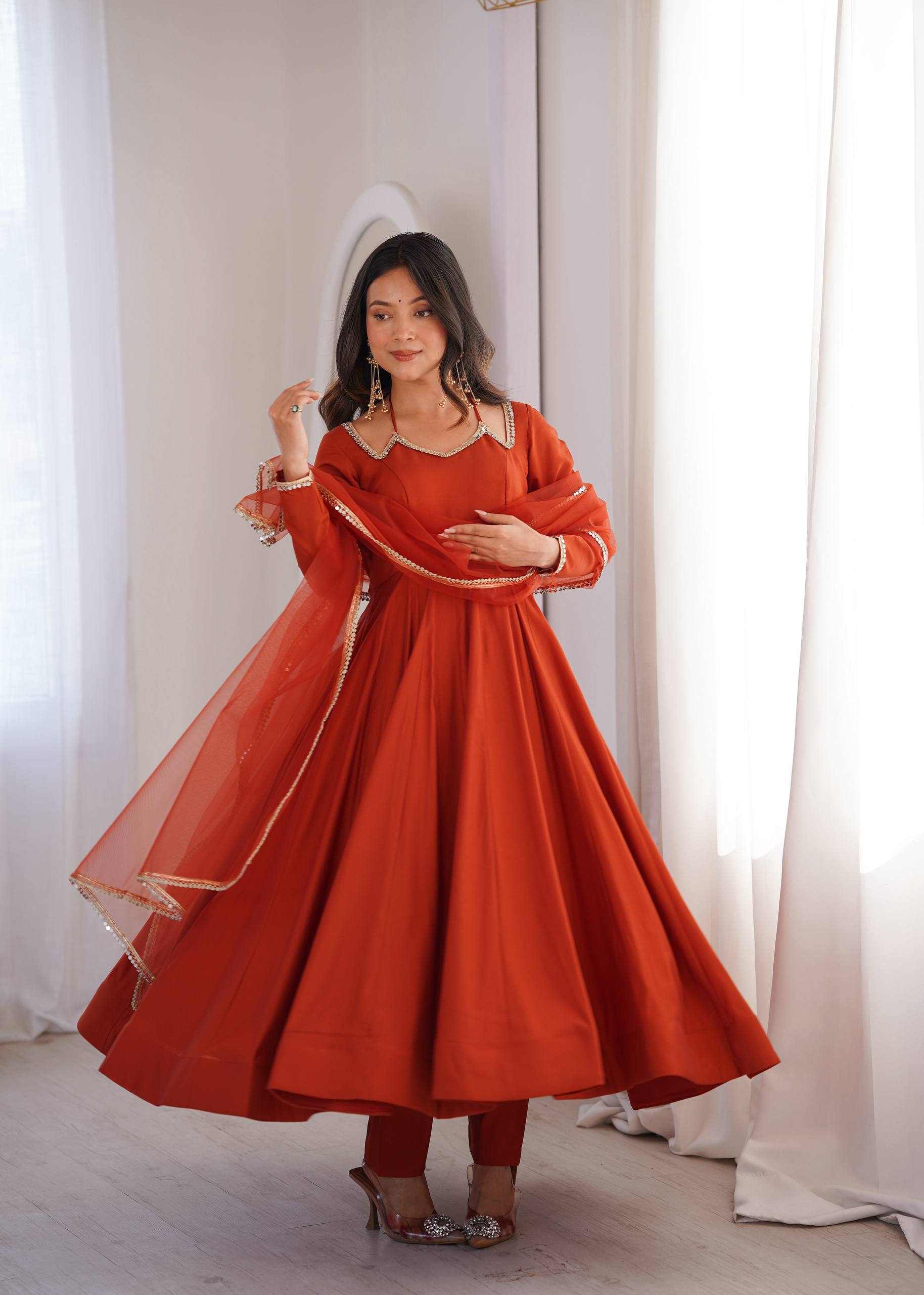 ANARKALI SUIT (HALTER NECK WITH FULL SLEEVE)