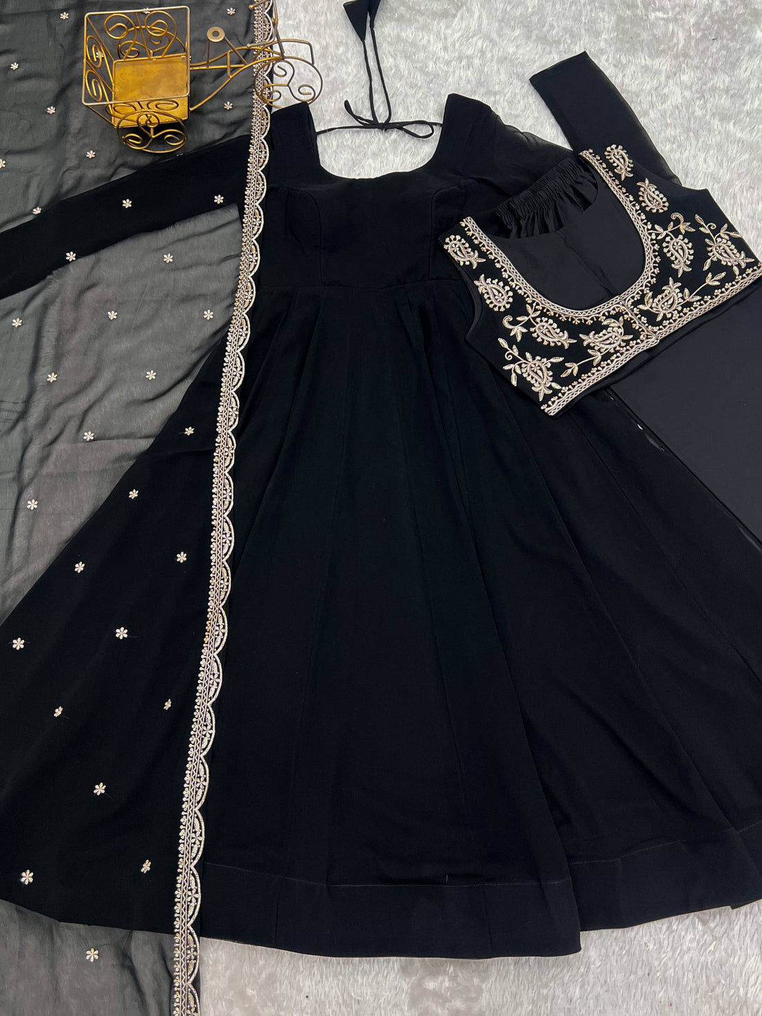 TRENDING BLACK ANARKALI SUIT WITH KOTI STYLE FULL SLEEVE