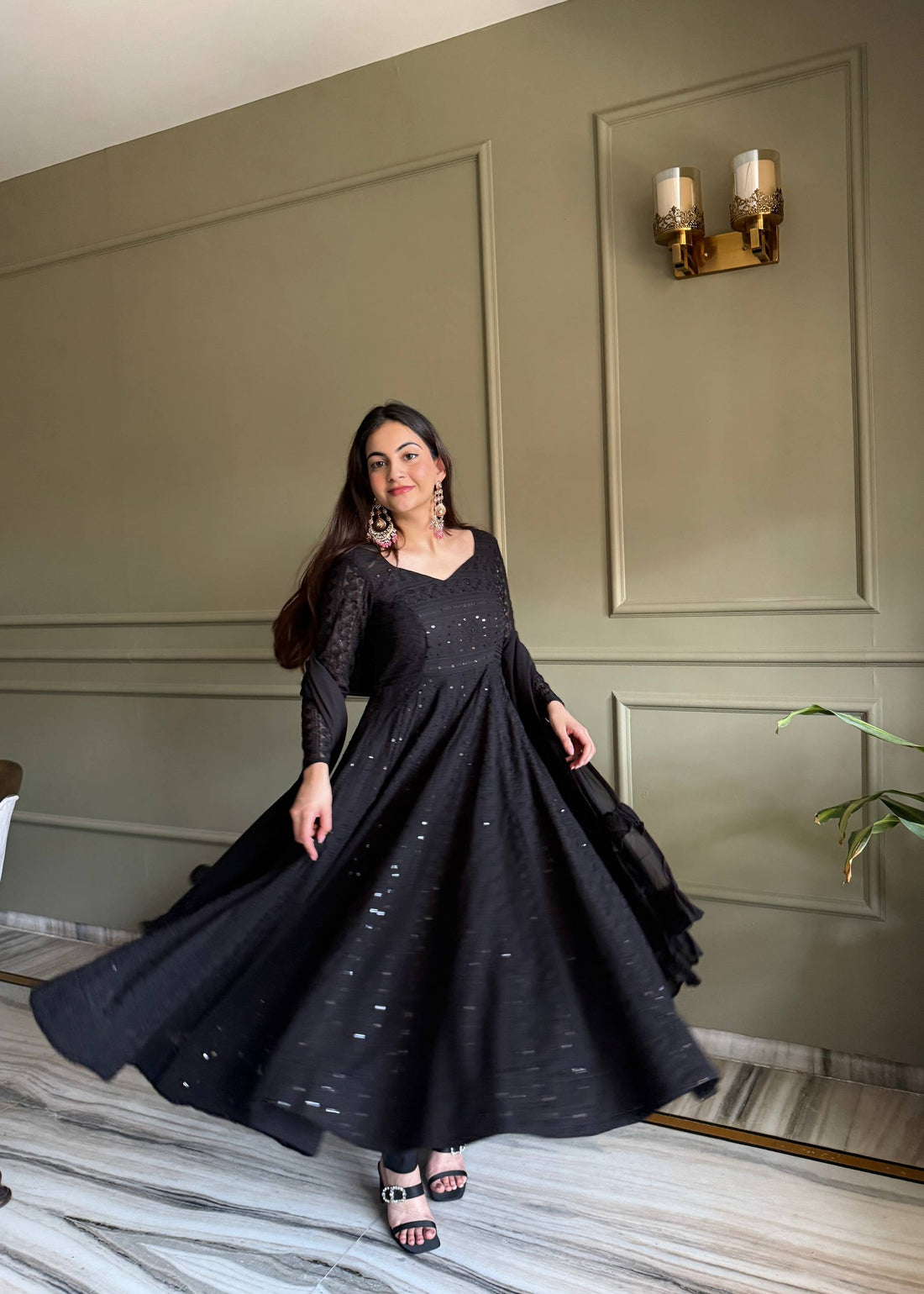 Fox Georgette Lucknowi Anarkali Suit
