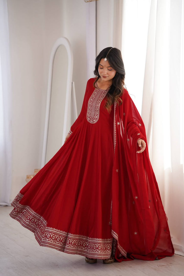 Ruby Royale Embroidered Anarkali Suit Set