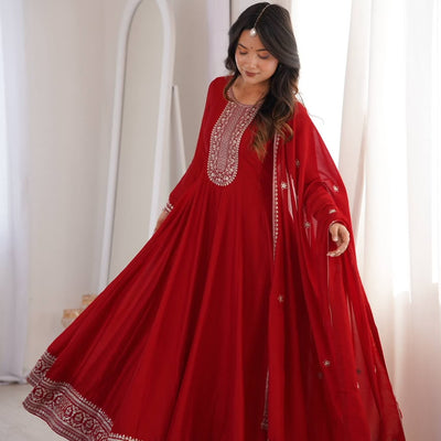 Ruby Royale Embroidered Anarkali Suit Set