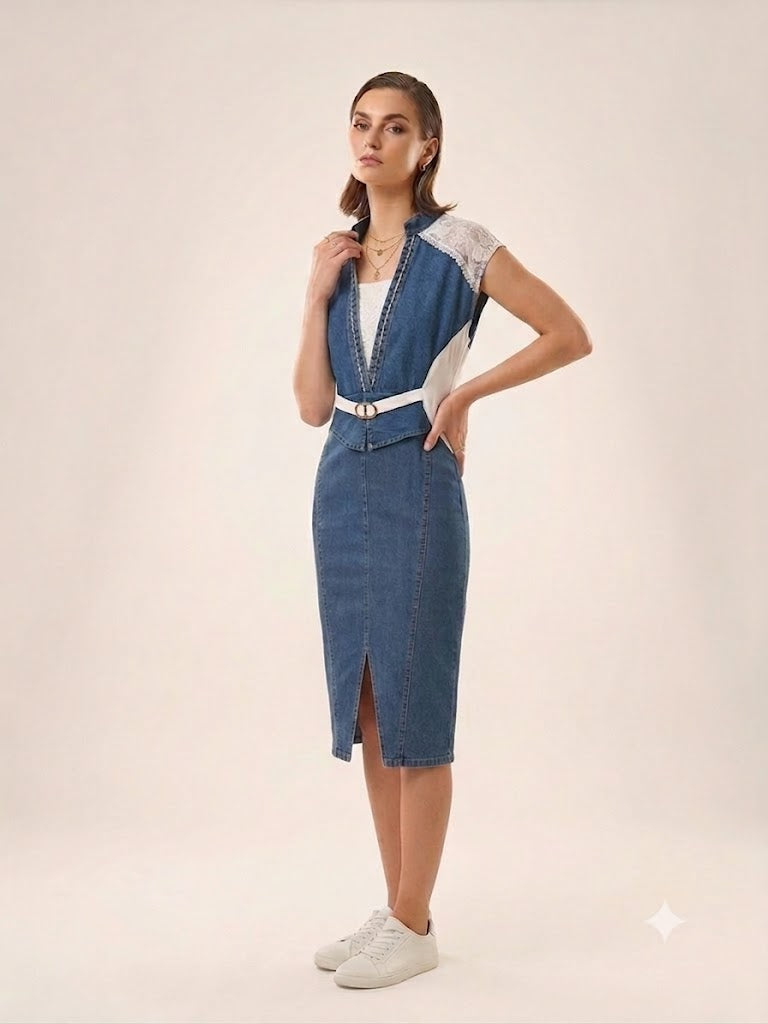 Aurora Luxe Denim Bodycon Dress