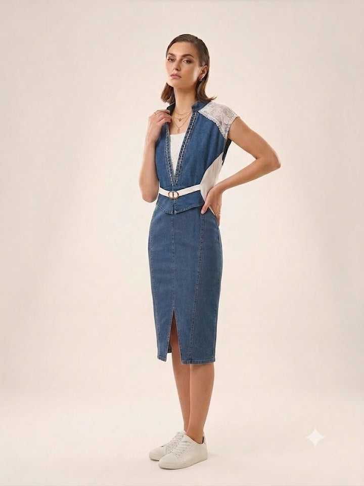 Aurora Luxe Denim Bodycon Dress