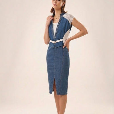 Aurora Luxe Denim Bodycon Dress