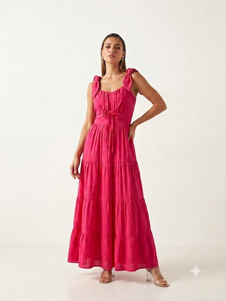 Fuchsia Bloom Tiered Maxi Dress