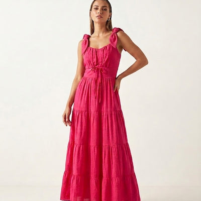 Fuchsia Bloom Tiered Maxi Dress