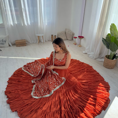 Sunset Georgette Embroidered Anarkali Dress With Dupatta