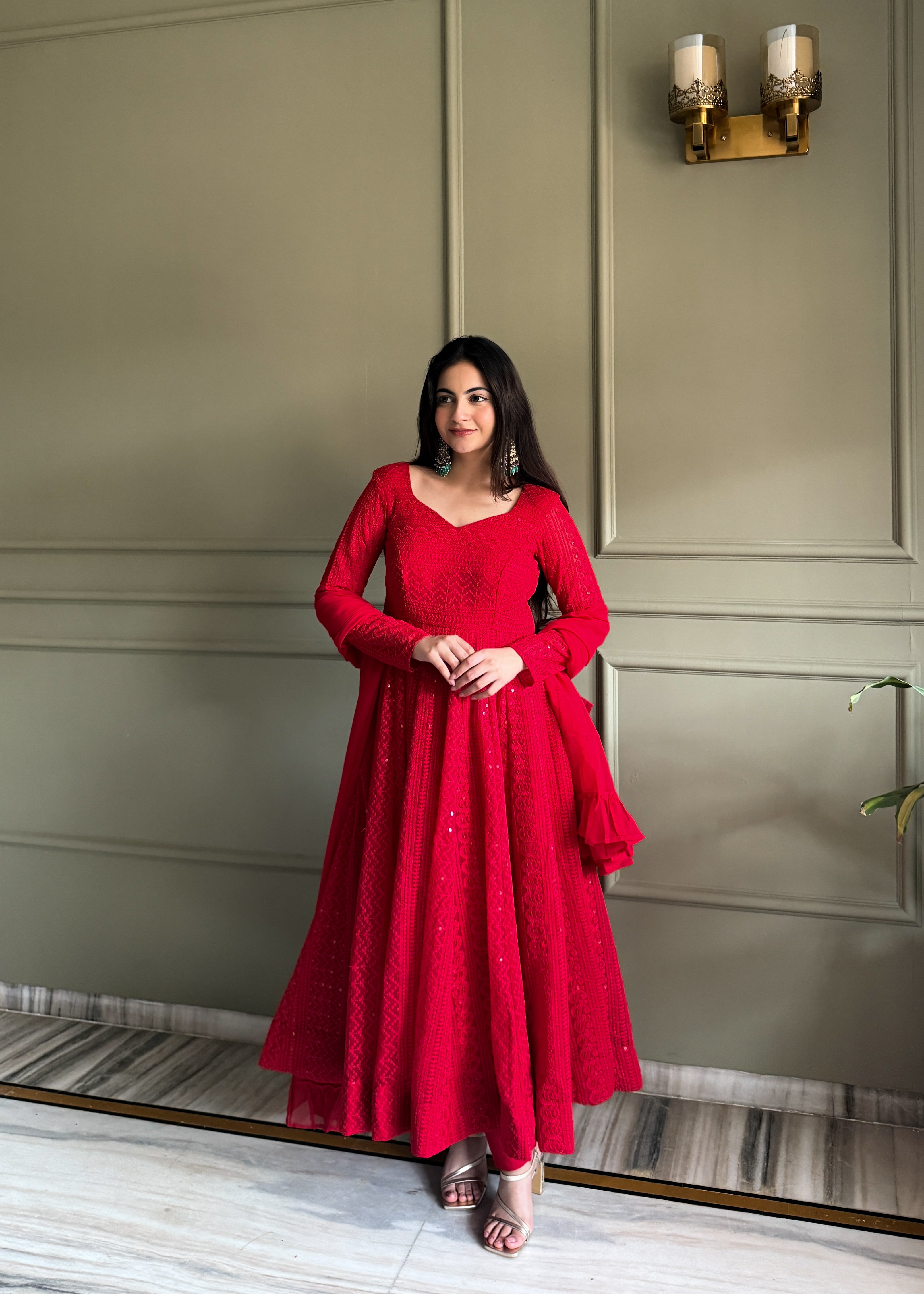 Fox Georgette Lucknowi Anarkali Suit