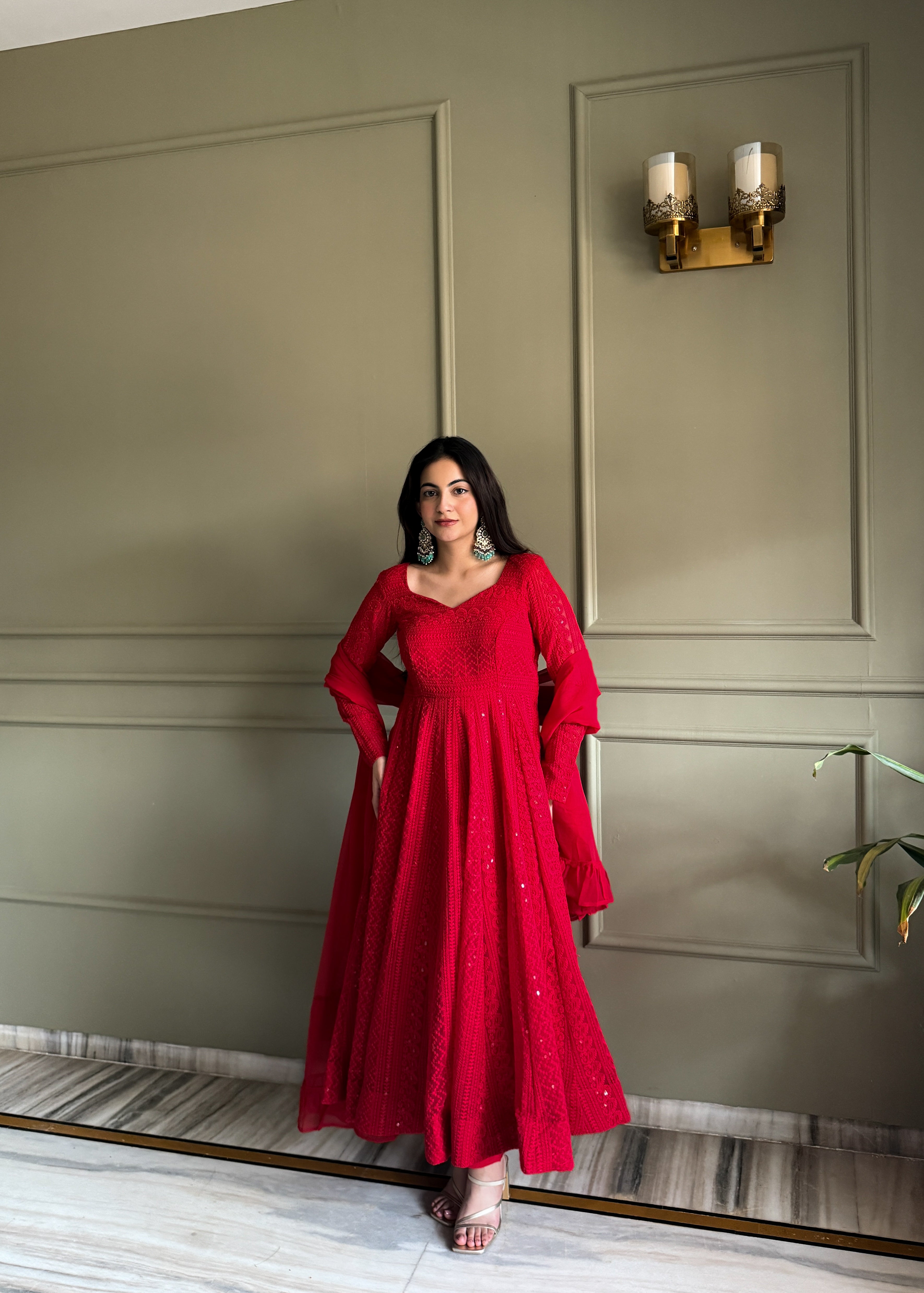 Fox Georgette Lucknowi Anarkali Suit