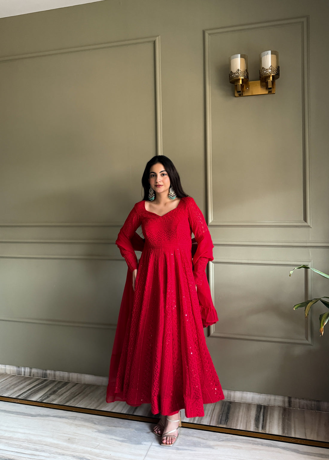 Fox Georgette Lucknowi Anarkali Suit