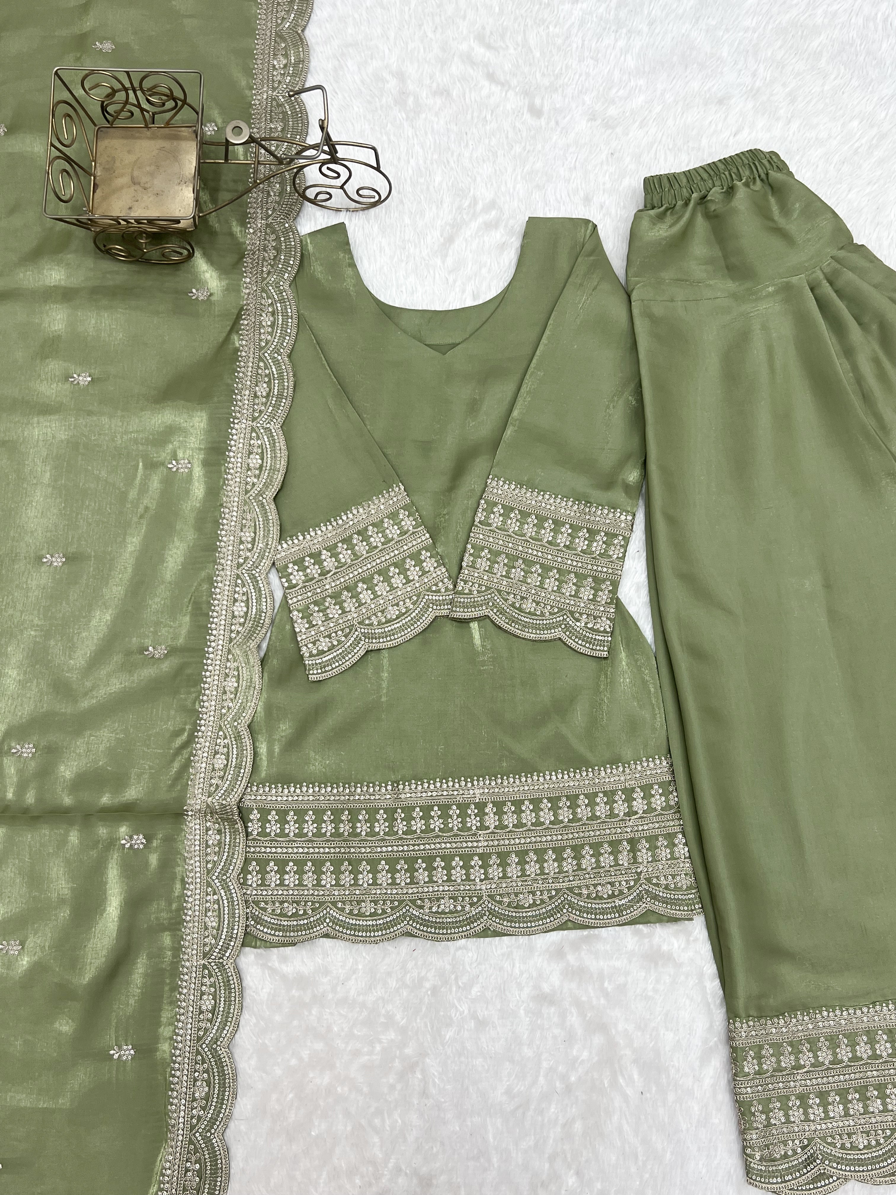 Women Embroidered Straight Kurta with Salwar Pants & Dupatta