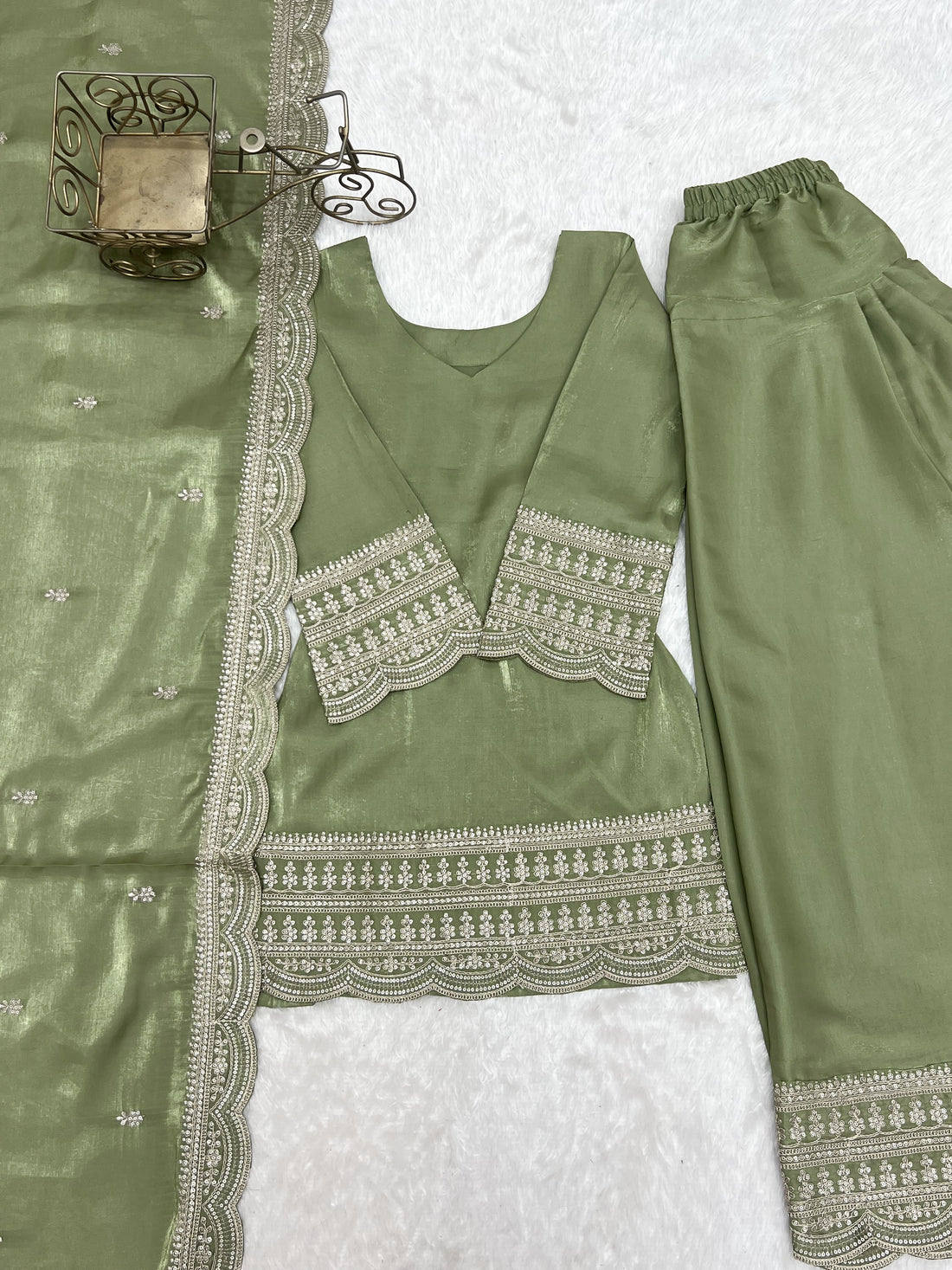 Women Embroidered Straight Kurta with Salwar Pants & Dupatta