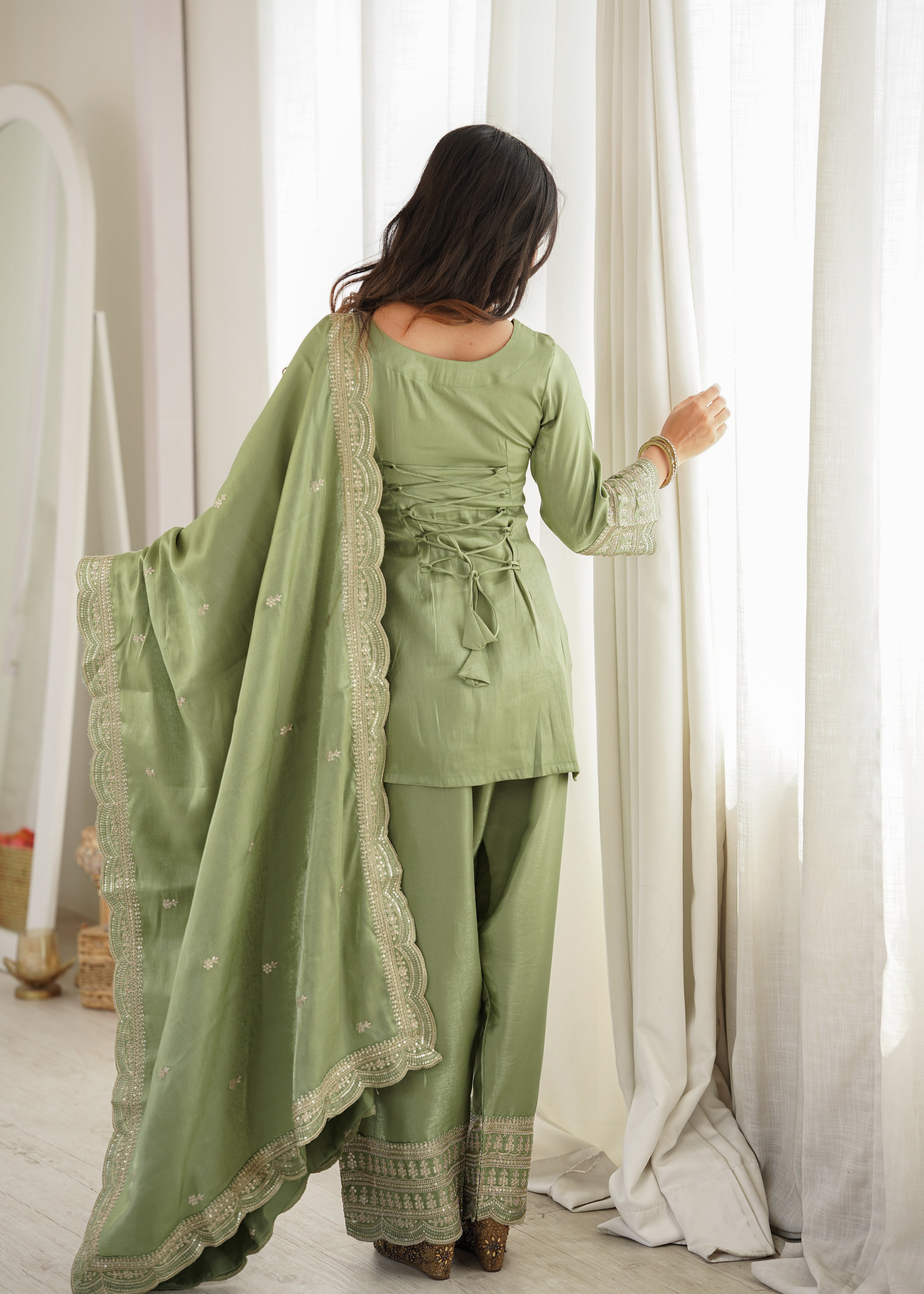 Women Embroidered Straight Kurta with Salwar Pants & Dupatta
