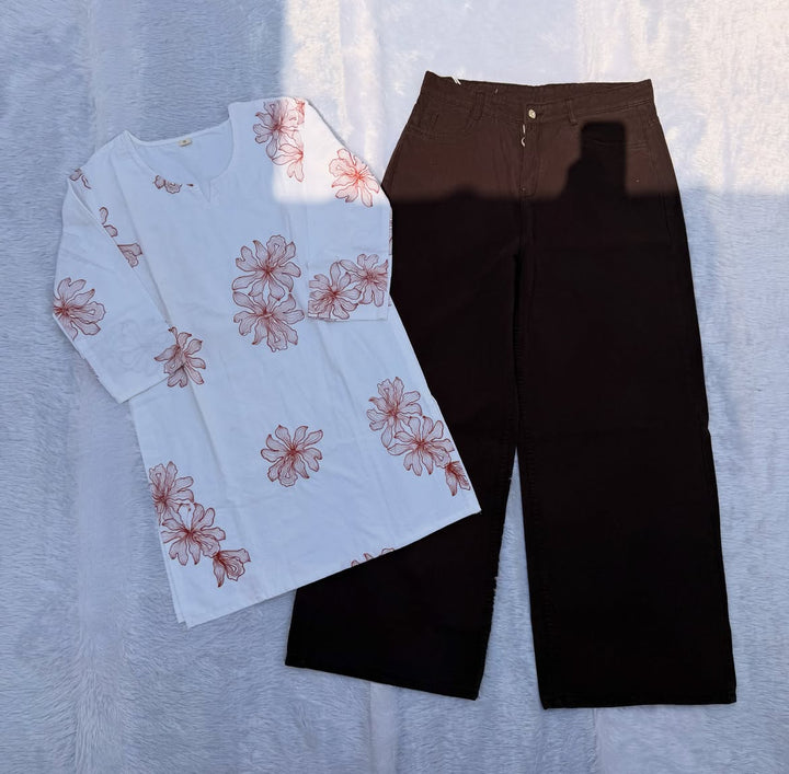 Trending Viral Floral Top & Black Pants Combo