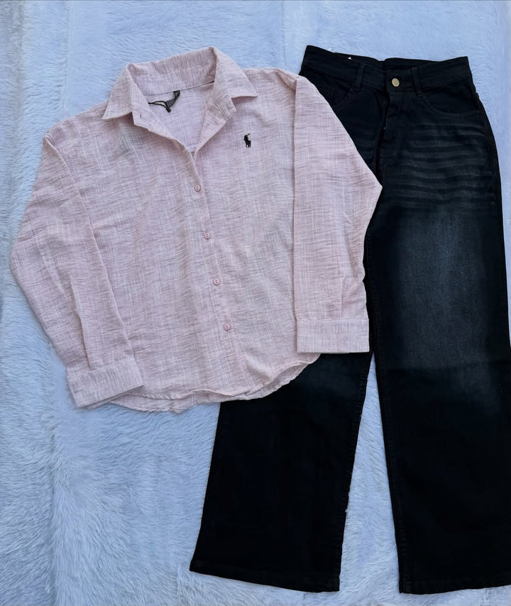 Trending Viral Linen Shirt & Black Jeans Combo