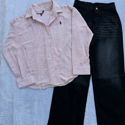 Trending Viral Linen Shirt & Black Jeans Combo