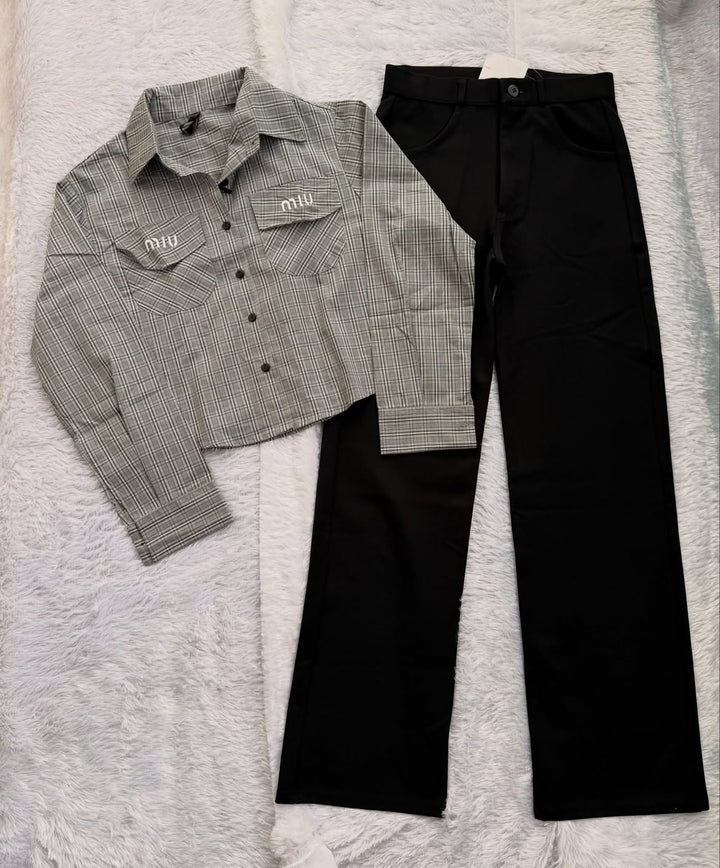 Trending Viral Checked Shirt & Black Pants Combo