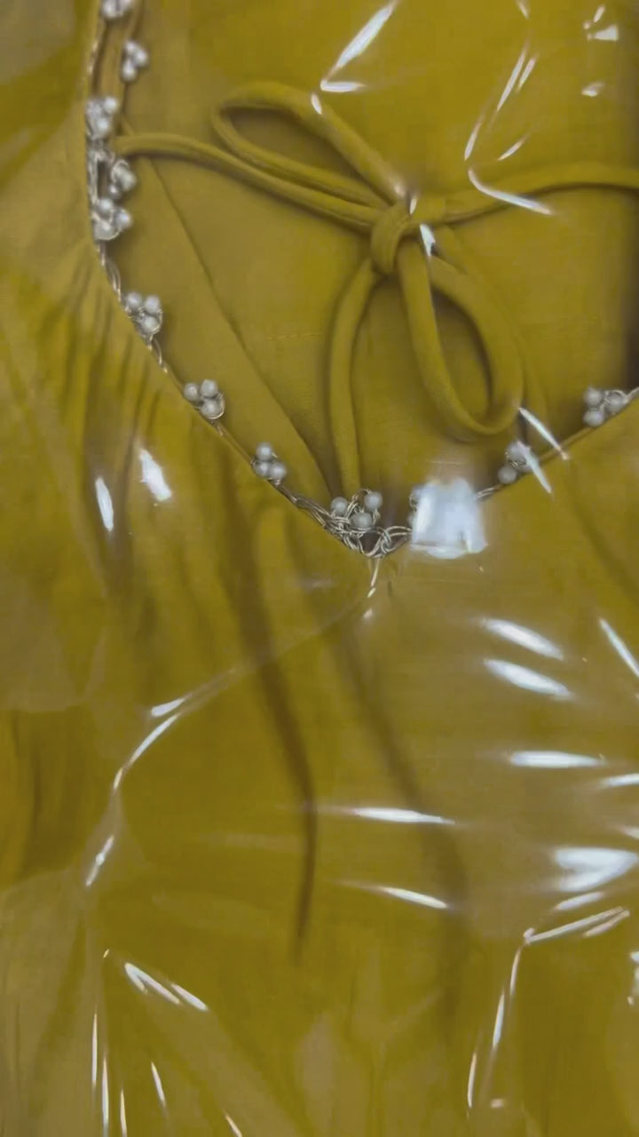 Yellow Roman Silk Chanderi Anarkali Gown Set With Embroidered Dupatta Stitched