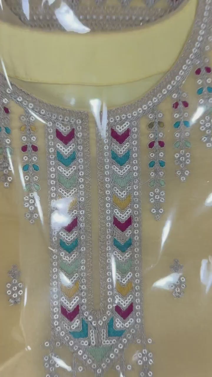 blue pure soft crunchy silk embroidered sharara suit set