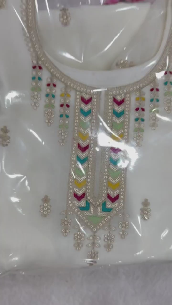 blue pure soft crunchy silk embroidered sharara suit set