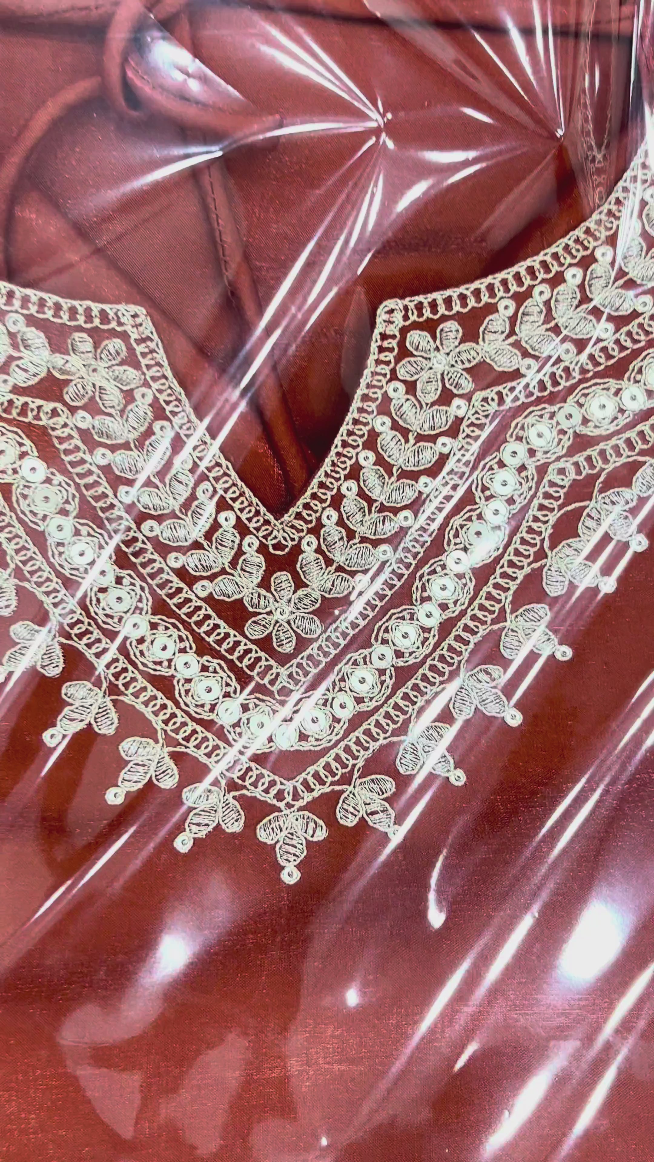 RUST ORANGE COLOR ROMAN SILK EMBROIDERED FARSHI SALWAR SUIT