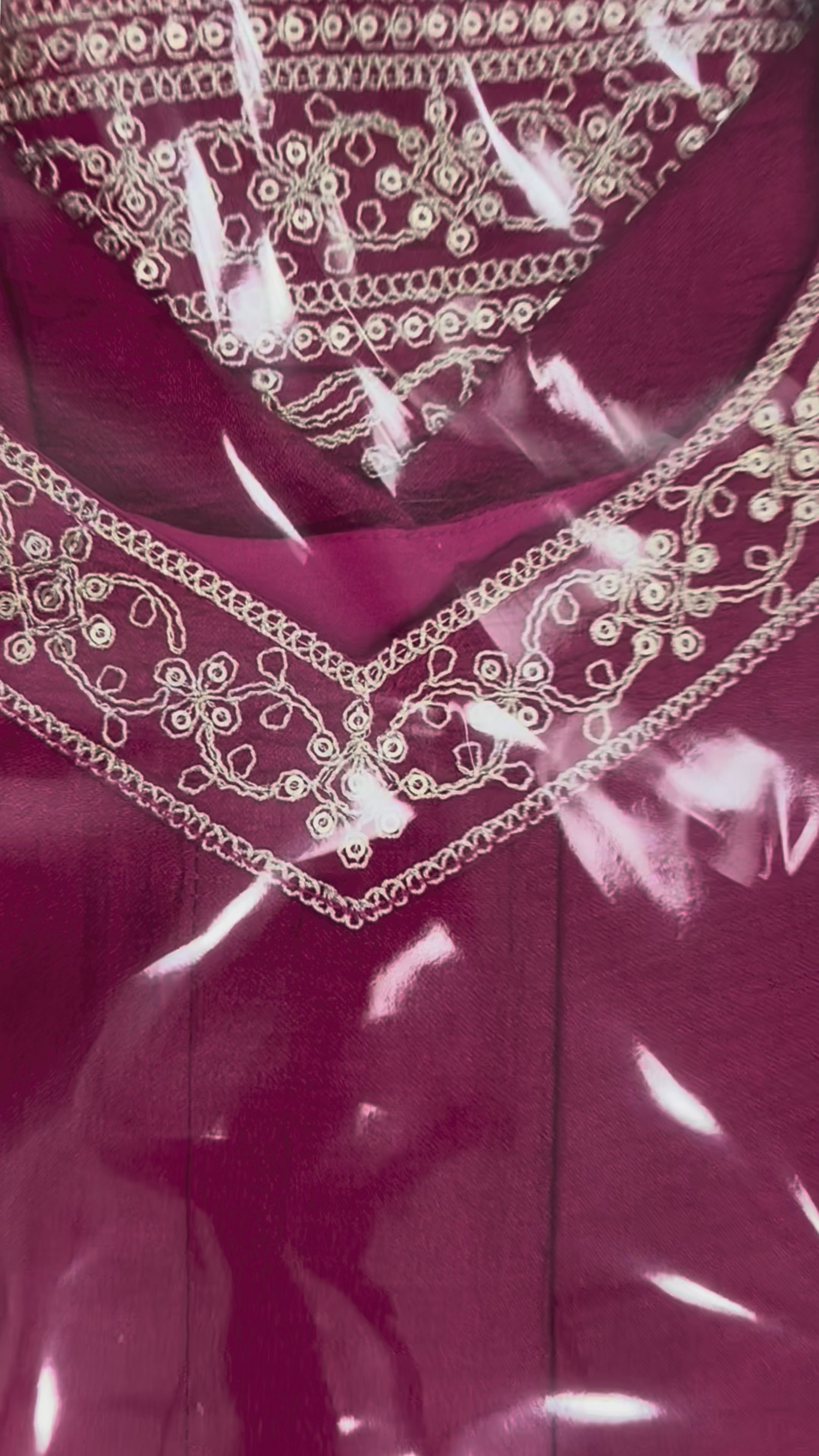Rani Pink Vichitra Silk Embroidered Anarkali Suit Set with Dupatta